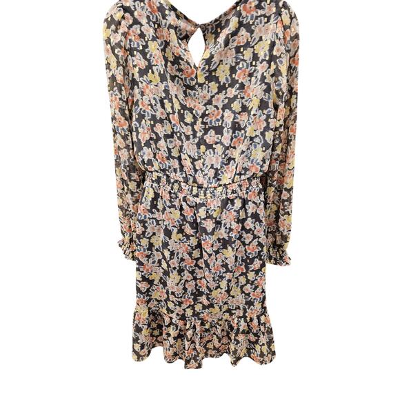 Loft Sheer Lined Midi Dress Floral Shimmery Size Small - Picture 3 of 7